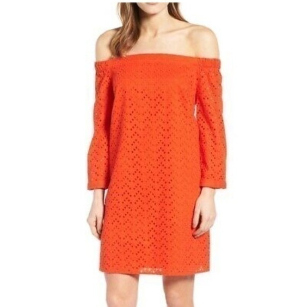 Halogen XS Orange Eyelet Game Day Dress NWT